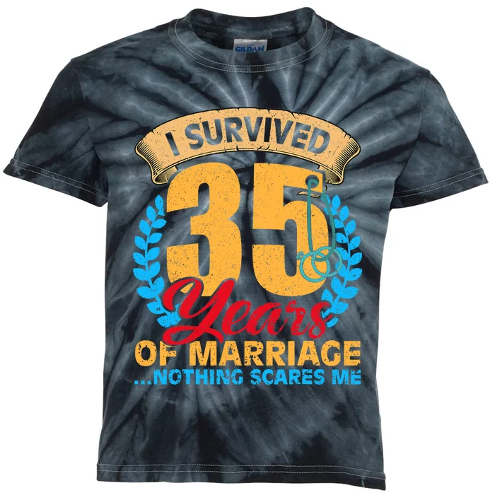 Couples Married for 35 years Funny 35th wedding anniversary Kids Tie-Dye T-Shirt