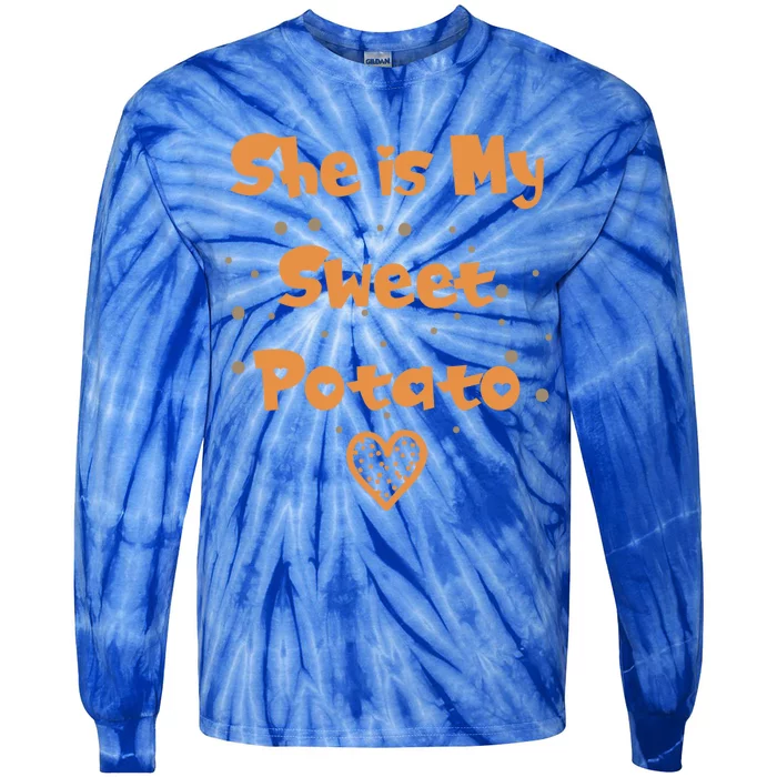 Couples Matching Funny Gift I Yam Matches She Is My Sweet Potato Cool Gift Tie-Dye Long Sleeve Shirt