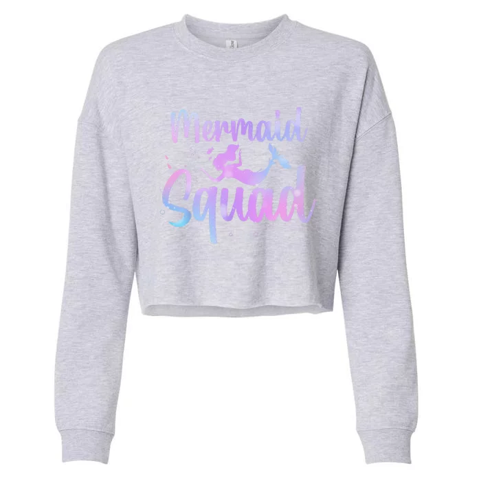 Cute Mermaid For Women Sea Mermaid Birthday Squad Cropped Pullover Crew