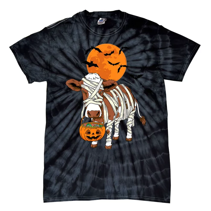 Cow Mummy Funny Halloween Farmer Tie-Dye T-Shirt