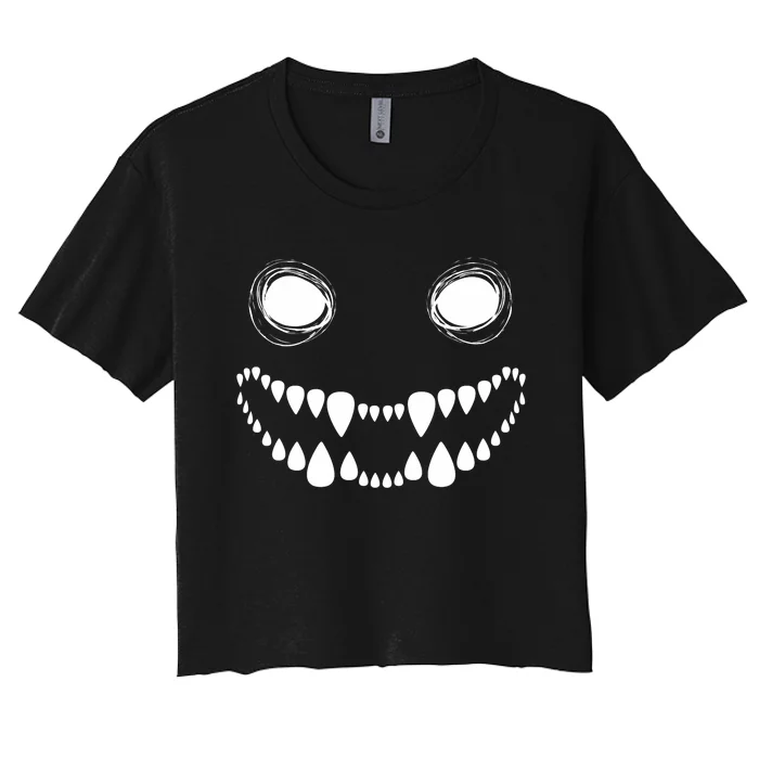 Cute Monster Face Costume Halloween Women's Crop Top Tee