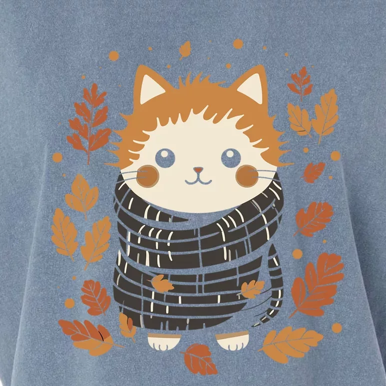 Cat Mom Fall Vibes Autumn Cozy Kitten Art Gift Garment-Dyed Women's Muscle Tee