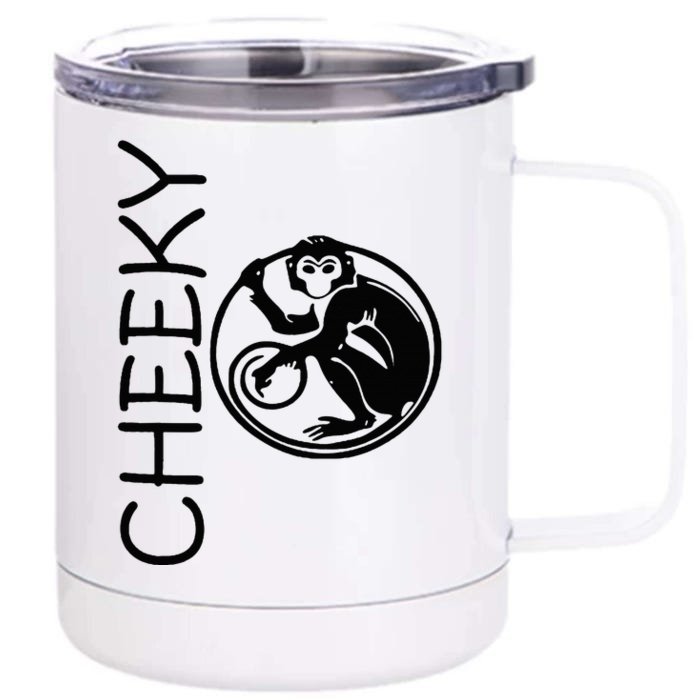 Cheeky Monkey Fun Primate Black Tattoo Art Front & Back 12oz Stainless Steel Tumbler Cup