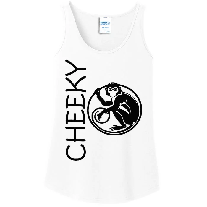 Cheeky Monkey Fun Primate Black Tattoo Art Ladies Essential Tank