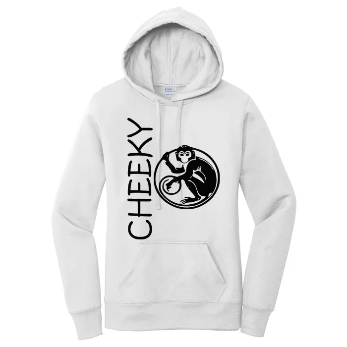 Cheeky Monkey Fun Primate Black Tattoo Art Women's Pullover Hoodie