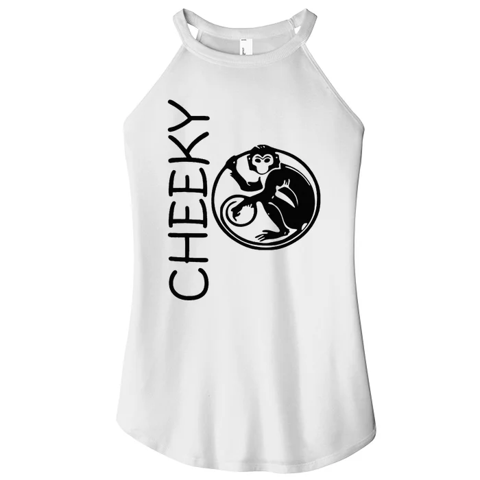 Cheeky Monkey Fun Primate Black Tattoo Art Women’s Perfect Tri Rocker Tank