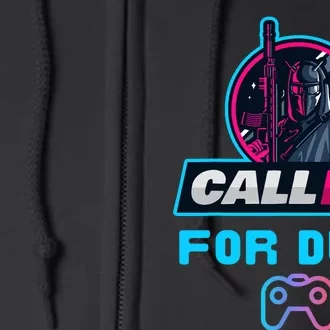 Call Me For Duty, Console Gaming Arcade Winning Mood Full Zip Hoodie