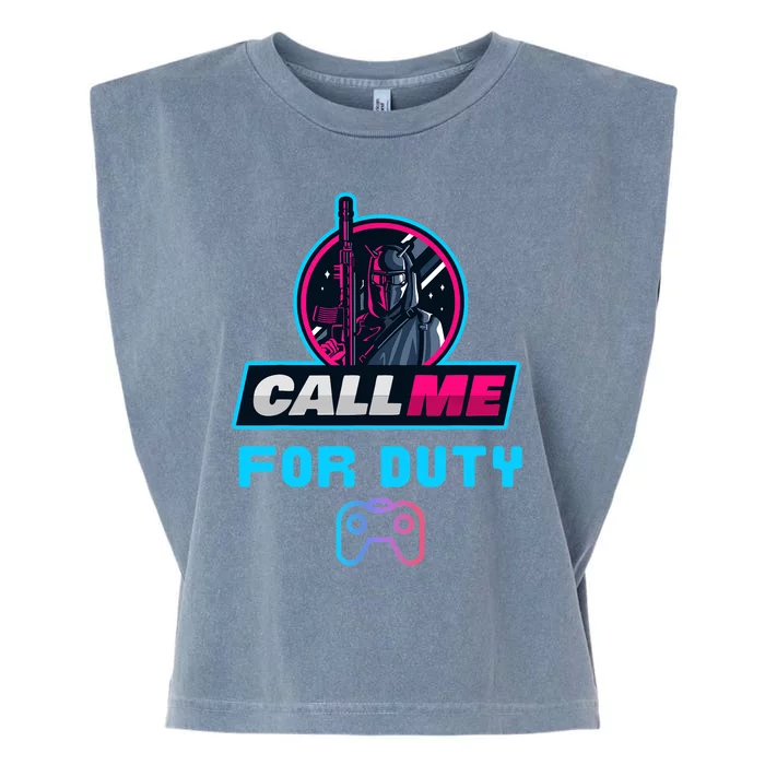 Call Me For Duty, Console Gaming Arcade Winning Mood Garment-Dyed Women's Muscle Tee