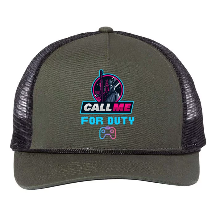 Call Me For Duty, Console Gaming Arcade Winning Mood Retro Rope Trucker Hat Cap