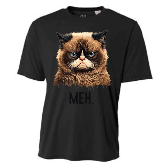 Cat Meh Funny Cat Lover Kitten Quotes Women Cooling Performance Crew T-Shirt