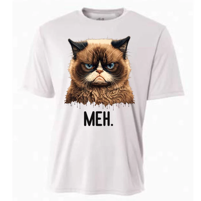 Cat Meh Funny Cat Lover Kitten Quotes Women Cooling Performance Crew T-Shirt