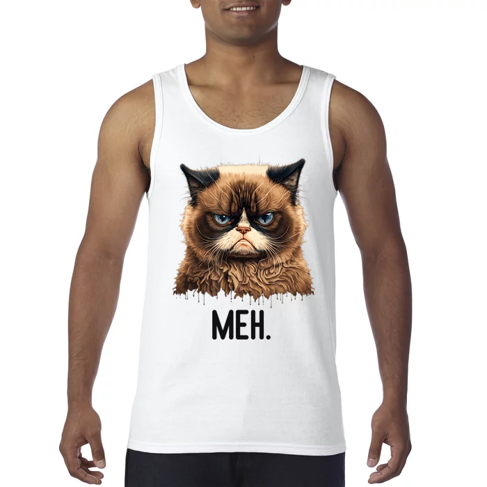 Cat Meh Funny Cat Lover Kitten Quotes Women Tank Top