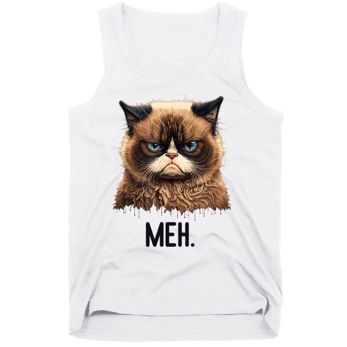 Cat Meh Funny Cat Lover Kitten Quotes Women Tank Top