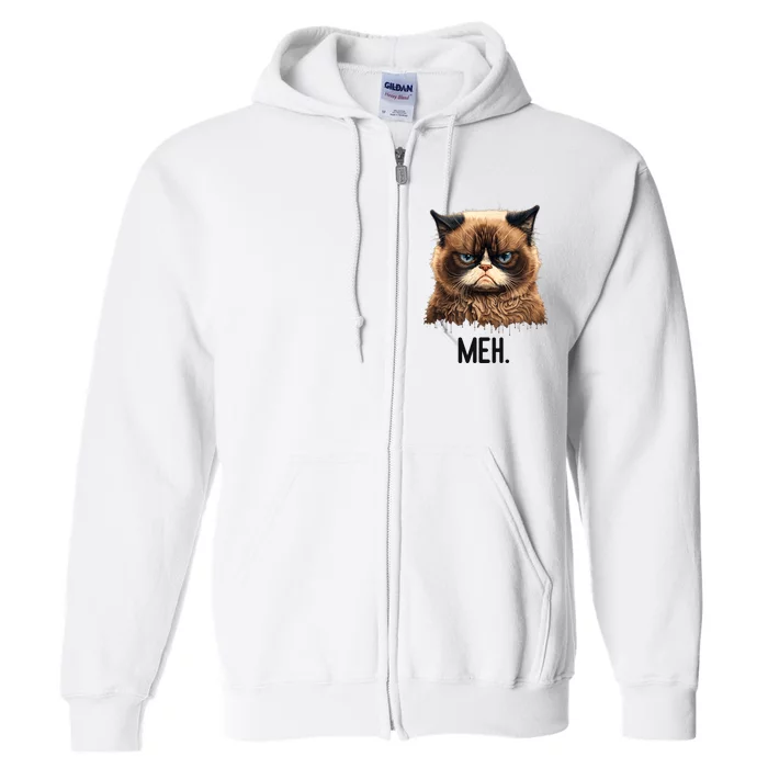 Cat Meh Funny Cat Lover Kitten Quotes Women Full Zip Hoodie