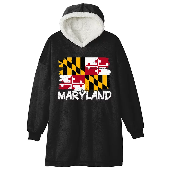 Cool Maryland Flag Hooded Wearable Blanket