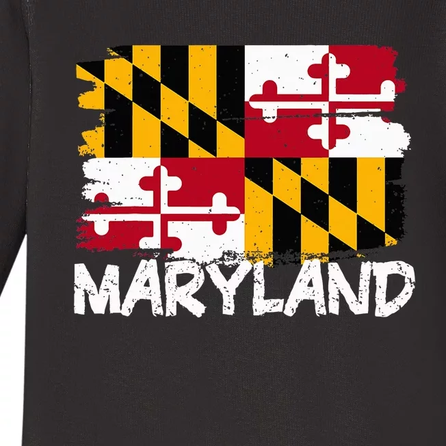 Cool Maryland Flag Baby Long Sleeve Bodysuit