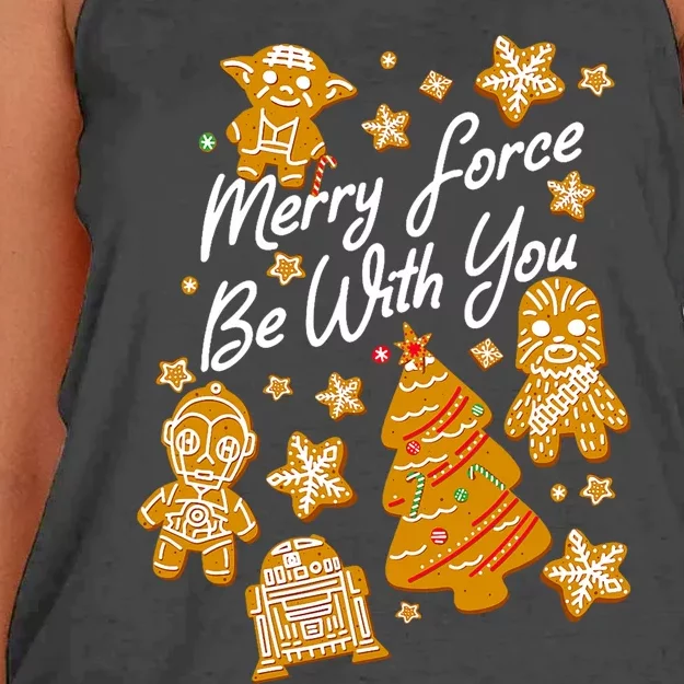 Christmas Merry Force Be With You Xmas Cookies Women's Knotted Racerback Tank