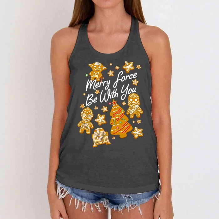 Christmas Merry Force Be With You Xmas Cookies Women's Knotted Racerback Tank