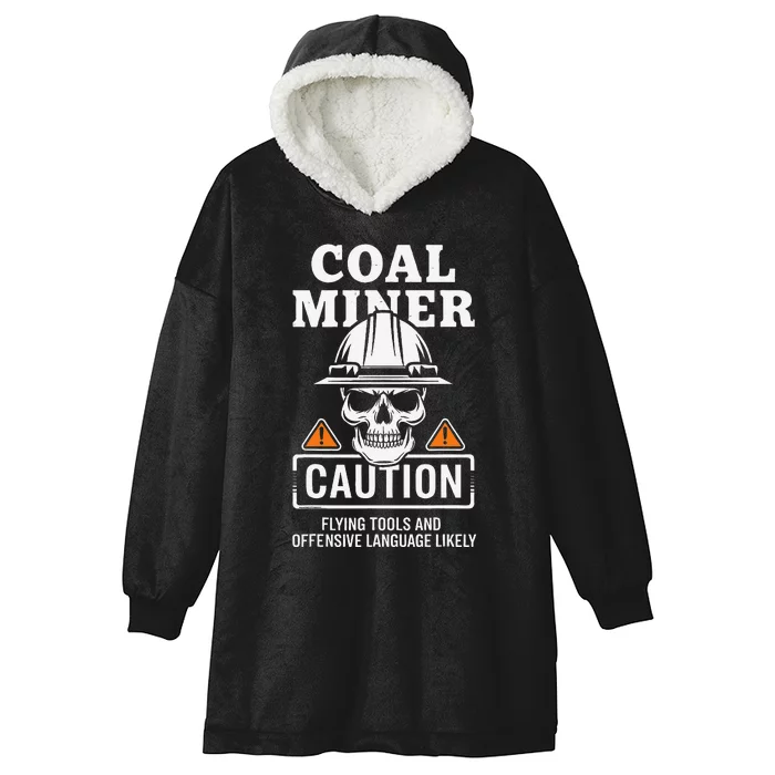 Coal Miner Flying Tools Funny Mining Mine Worker Hooded Wearable Blanket