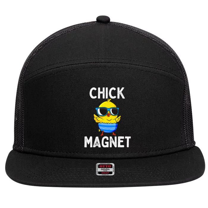 Chick Magnet Funny Easter Cute Baby Chicken Lover 7 Panel Mesh Trucker Snapback Hat