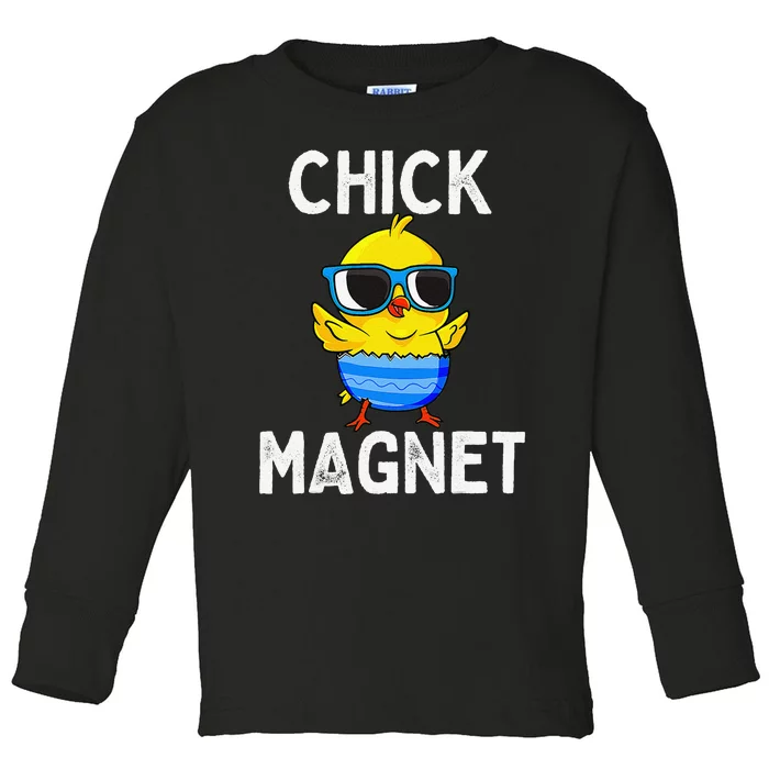 Chick Magnet Funny Easter Cute Baby Chicken Lover Toddler Long Sleeve Shirt