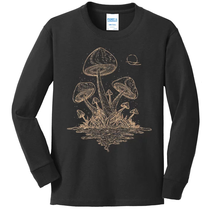 Cottagecore Mushrooms Fungi Goblincore Aesthetic Kids Long Sleeve Shirt