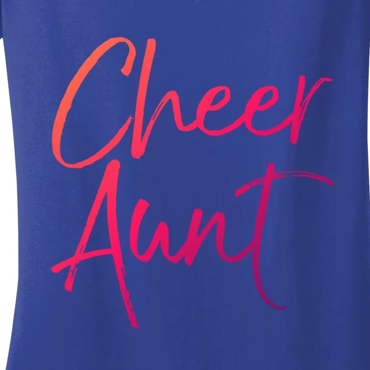 Cute Matching Family Cheerleader Auntie Gift Cheer Aunt Gift Women's V-Neck T-Shirt