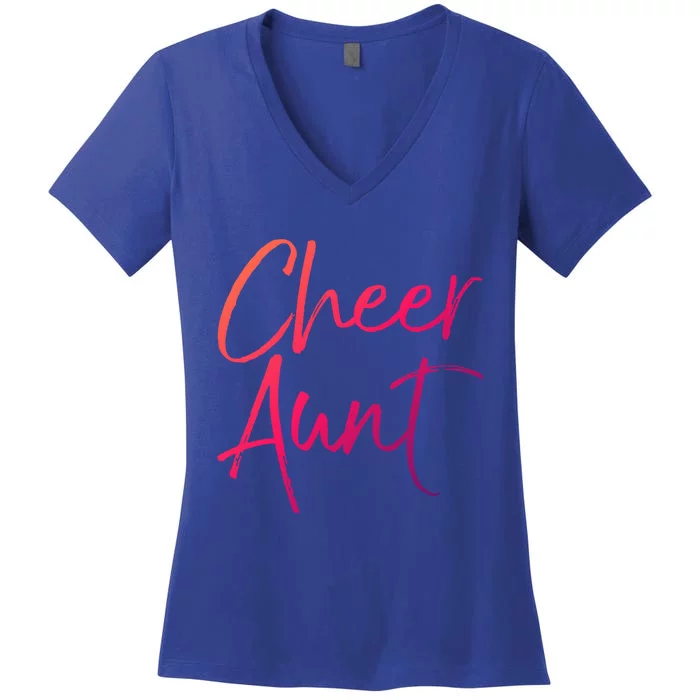 Cute Matching Family Cheerleader Auntie Gift Cheer Aunt Gift Women's V-Neck T-Shirt