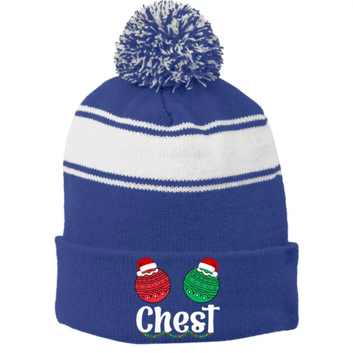 Chestnuts Matching Family Funny Chest Nuts Christmas Couples Stripe Pom Pom Beanie