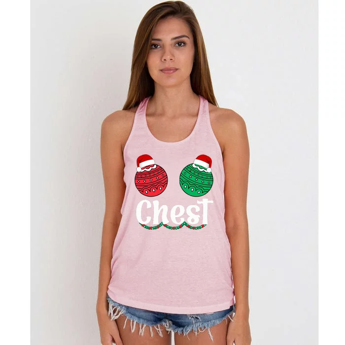 Chestnuts Matching Family Funny Chest Nuts Christmas Couples Women's Knotted Racerback Tank