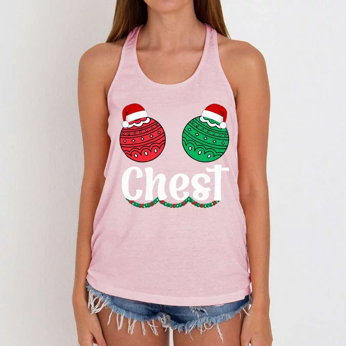 Chestnuts Matching Family Funny Chest Nuts Christmas Couples Women's Knotted Racerback Tank