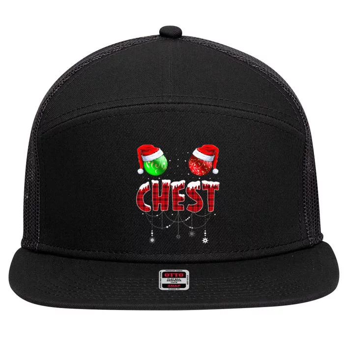 Chestnuts Matching Family Funny Chest Nuts Christmas Couples 7 Panel Mesh Trucker Snapback Hat