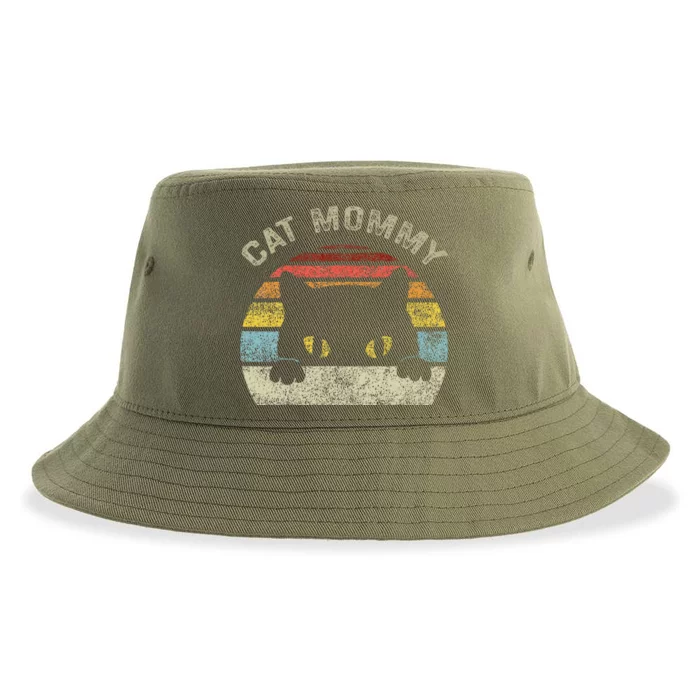 Cat Mommy Funny Vintage Retro Black Cats Mom Mothers Day Sustainable Bucket Hat