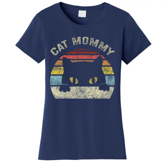 Cat Mommy Funny Vintage Retro Black Cats Mom Mothers Day Women's T-Shirt