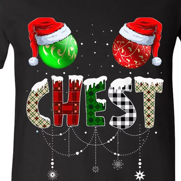 Chestnuts Matching Family Funny Chest Nuts Christmas Couples V-Neck T-Shirt