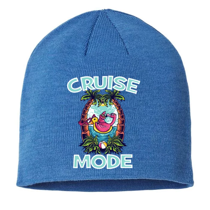 Cruise Mode Family Vacation Funny Ship Cruising Funny Gift 8 1/2in Sustainable Knit Beanie