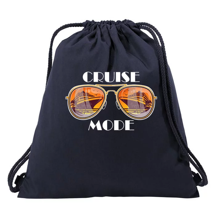 Cruise Mode Funny Vacation Ship Sunglasses Matching Summer Gift Drawstring Bag