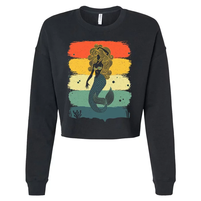 Cool Mermaid For Girl Kids Women Under Sea Mermaids Merman Cropped Pullover Crew