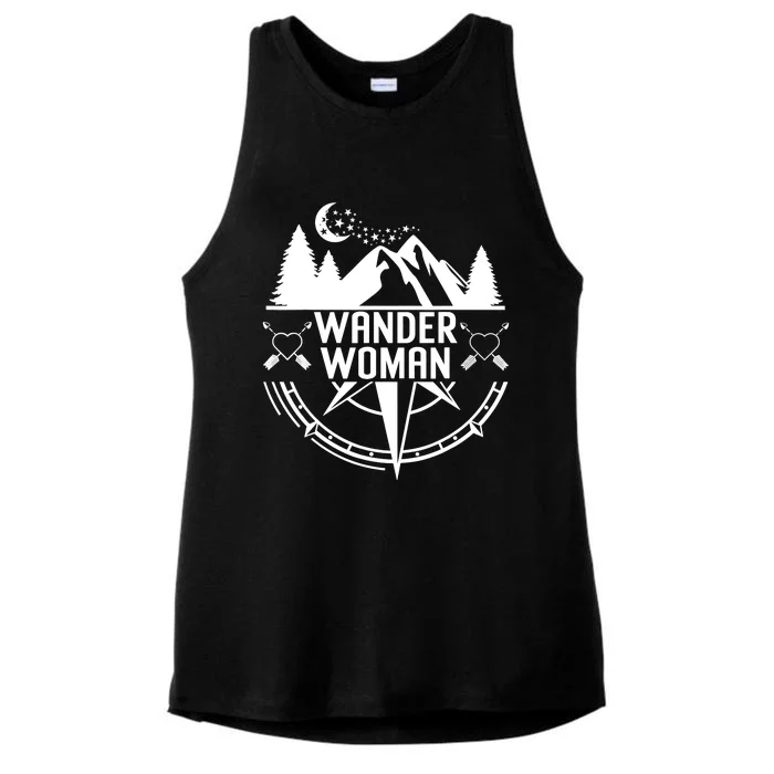 Compass Mountain For Wo,Wander Woman Hiking Ladies Tri-Blend Wicking Tank