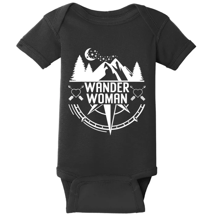 Compass Mountain For Wo,Wander Woman Hiking Baby Bodysuit