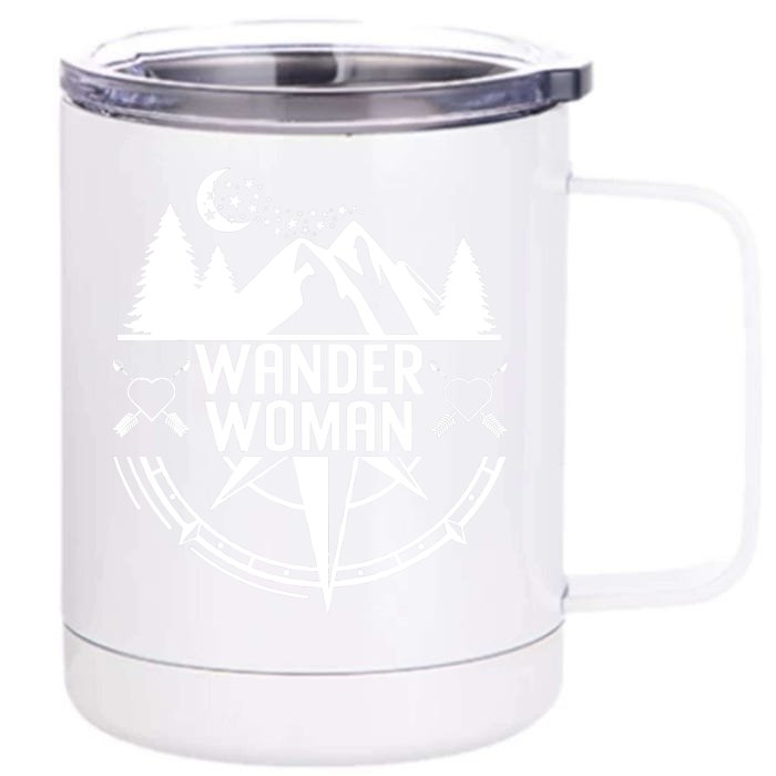 Compass Mountain For Wo,Wander Woman Hiking Front & Back 12oz Stainless Steel Tumbler Cup