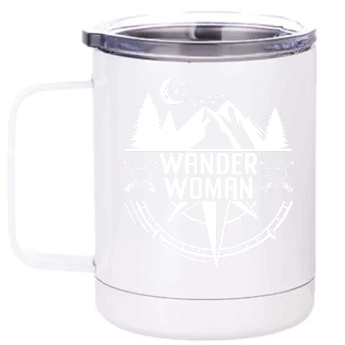 Compass Mountain For Wo,Wander Woman Hiking Front & Back 12oz Stainless Steel Tumbler Cup