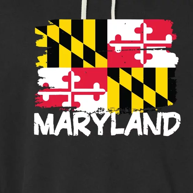 Cool Maryland Flag Garment-Dyed Fleece Hoodie