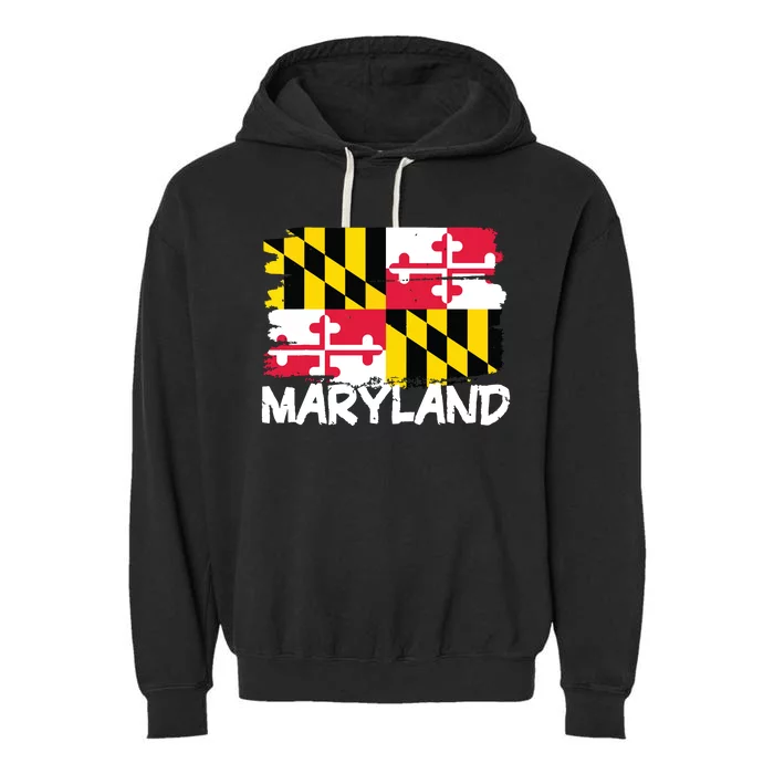 Cool Maryland Flag Garment-Dyed Fleece Hoodie