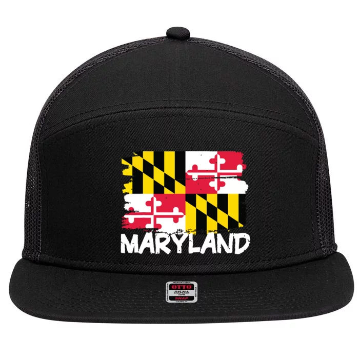 Cool Maryland Flag 7 Panel Mesh Trucker Snapback Hat