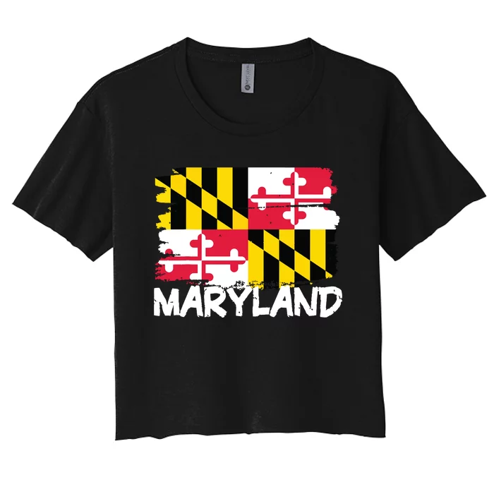 Cool Maryland Flag Women's Crop Top Tee