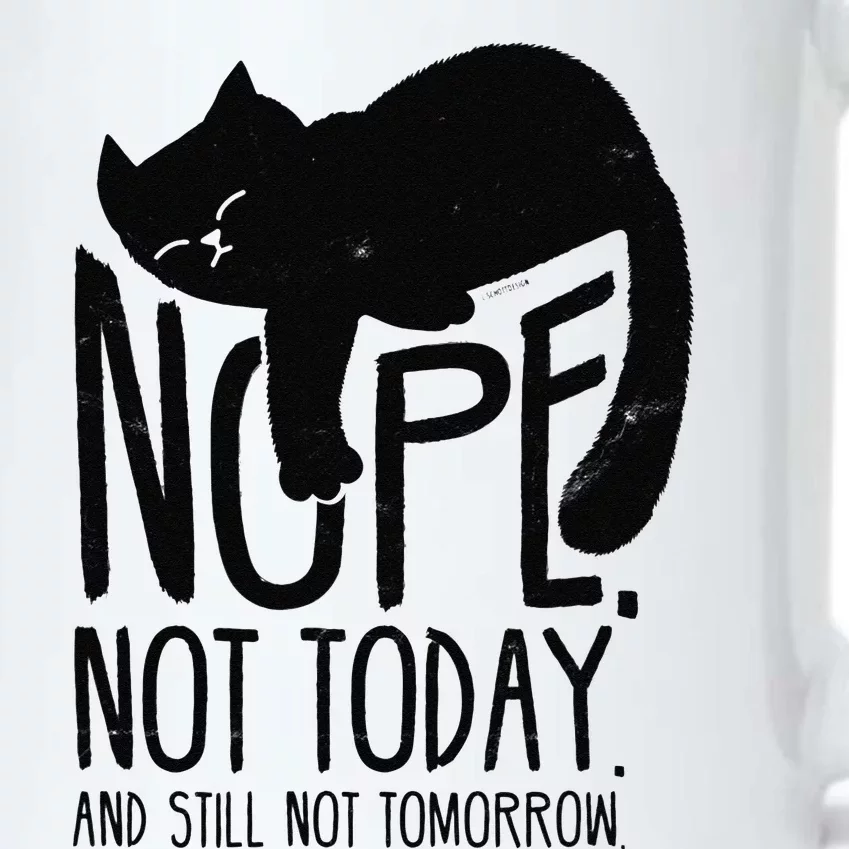 Cat Motive Funny Fun Retro Nope Not Today Black Color Changing Mug