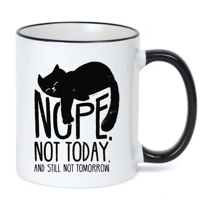 Cat Motive Funny Fun Retro Nope Not Today Black Color Changing Mug