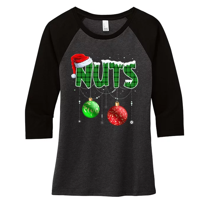 Chestnuts Matching Family Funny Chest Nuts Christmas Couples Women's Tri-Blend 3/4-Sleeve Raglan Shirt