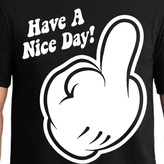 Cartoon Middle Finger Have A Nice Day Pajama Set